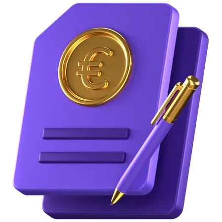 Contrat en euros  3D Icon