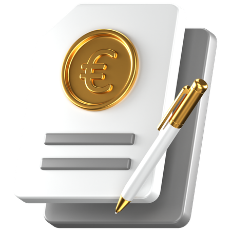 Contrat en euros  3D Icon