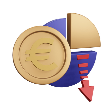 Euro Decrease Monet Chart  3D Icon