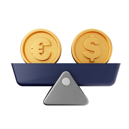 Euro Dollar Balance  3D Icon