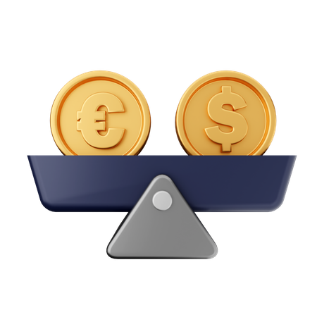 Euro-Dollar-Guthaben  3D Icon