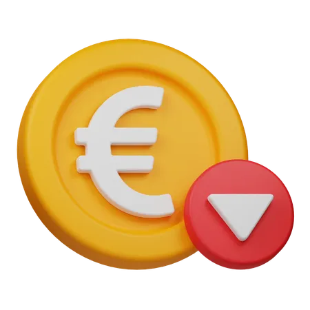 Euro Down  3D Icon