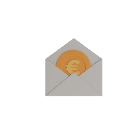 Euro Envelope And Coin  3D Icon