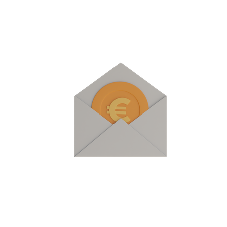 Euro Envelope And Coin  3D Icon