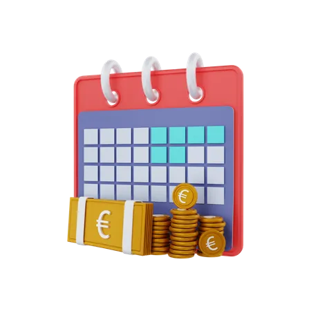 Euro financial calendar  3D Illustration