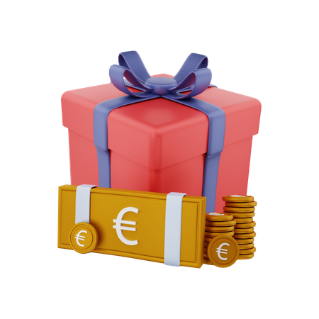 Euro-Geld-Geschenkbox  3D Illustration