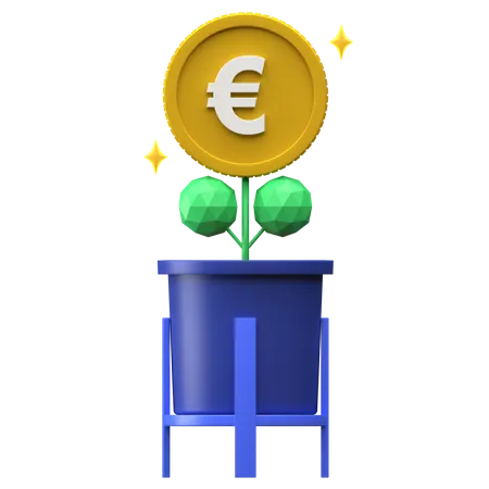 Eurogeld anlegen  3D Illustration