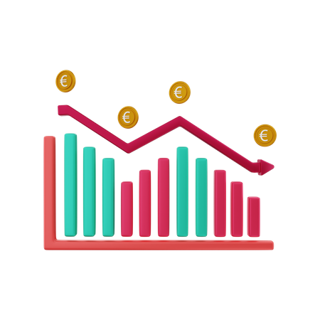 Euro-Geldanlagen rückläufig  3D Illustration