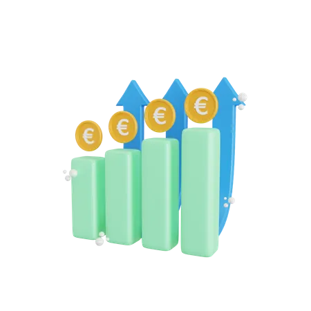 3 D Euro Growth Icon Illustration Object 3D Icon