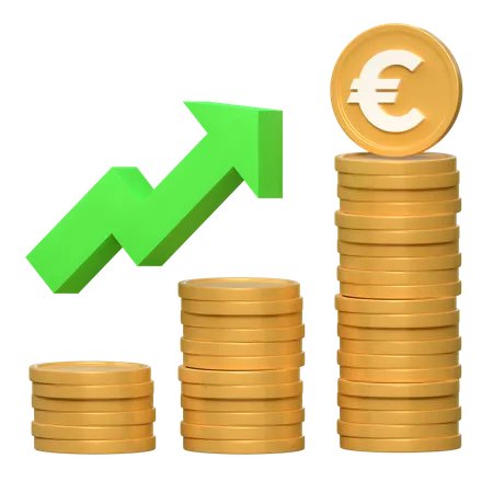 Euro Coin Money Price Increase Investment Finance Icon 3 D Illustration 3D Icon