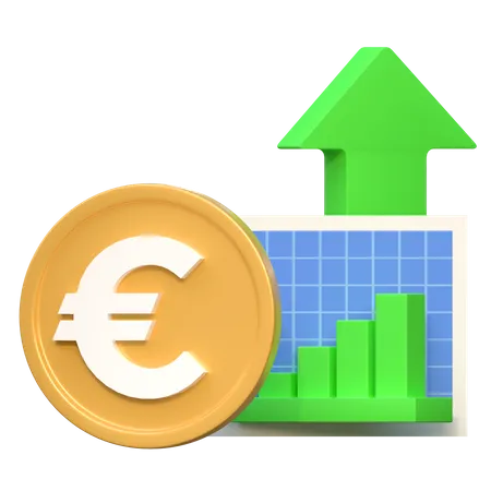 Euro Money Investment Price Up High Finance Icon 3 D Illustration 3D Icon