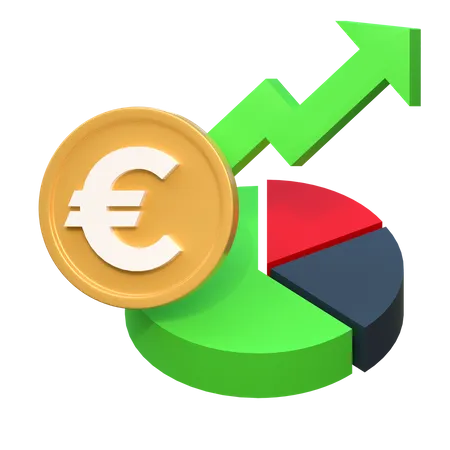 Euro Money Price Up High Data Statistic Finance Icon 3 D Illustration 3D Icon