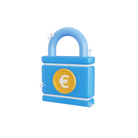 Objeto De Ilustracao De Icone De Seguranca De Banco De Euro 3 D 3D Icon