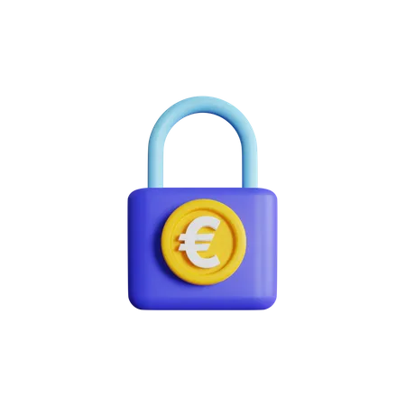 Encrypted Euro Padlock 3D Icon
