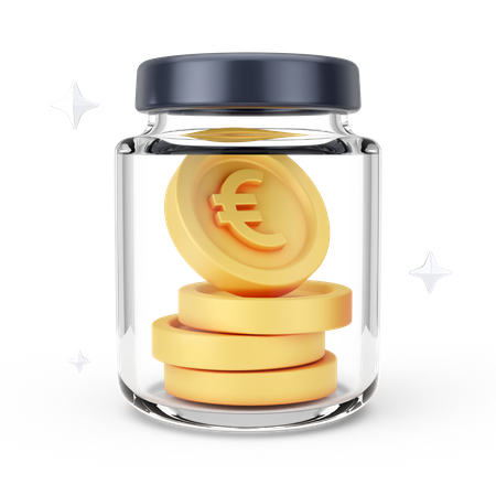 Pote de moedas de euro  3D Icon