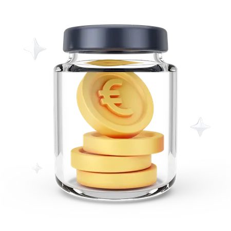 Pote de moedas de euro  3D Icon