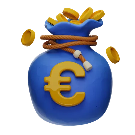 Euro Money Bag 3D Illustration