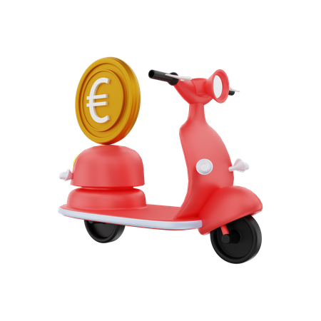 Euro money delivery by motorbike  3D Illustration