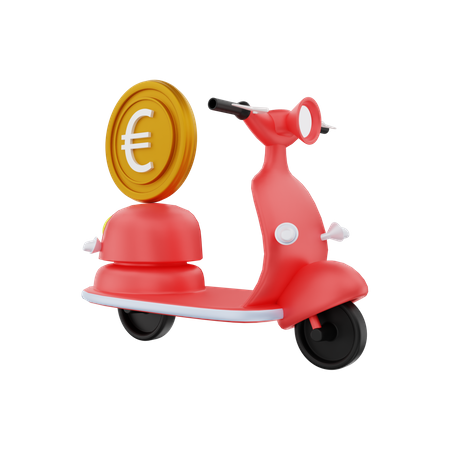 Euro money delivery by motorbike 3D Illustration