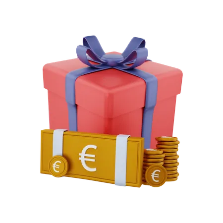 Euro money gift box  3D Illustration