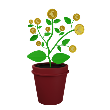 Euro Money Plant 3D Illustration