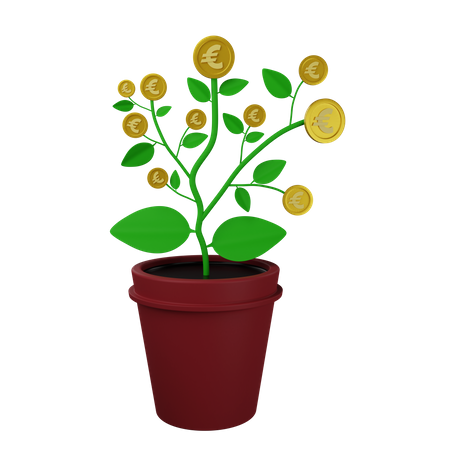 Planta de dinero euro  3D Illustration