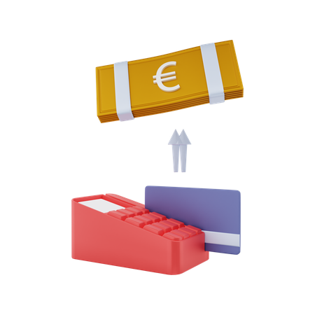 Euro money withdrawal  3D Illustration