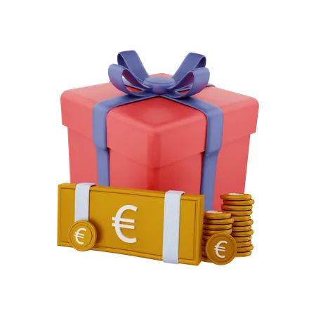 Coffret cadeau en euros  3D Illustration