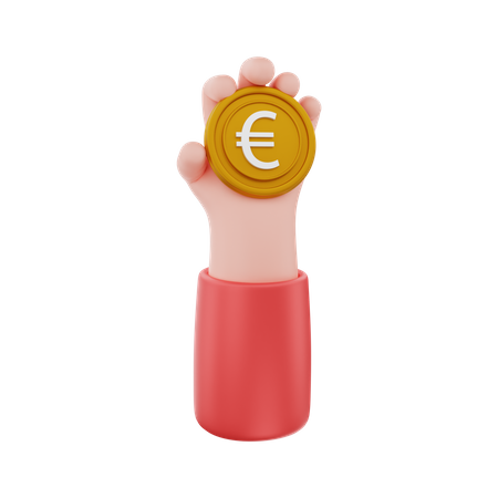 Euro-Münze im Besitz  3D Illustration