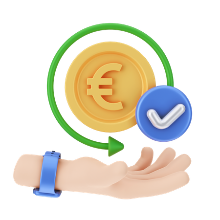Euro Payment Done 3D Illustration