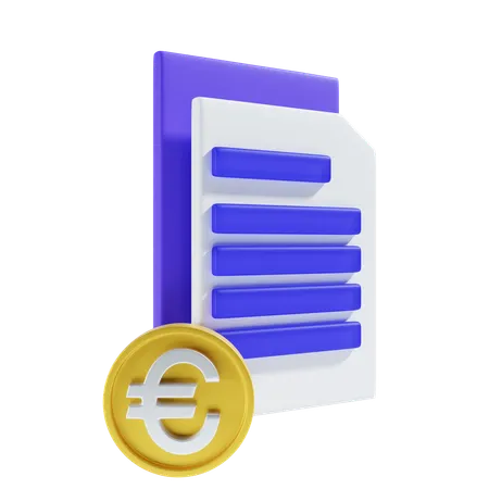 Euro Payment File Icon 3 D Illustration 3D Icon