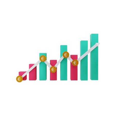 Euro positive chart  3D Illustration