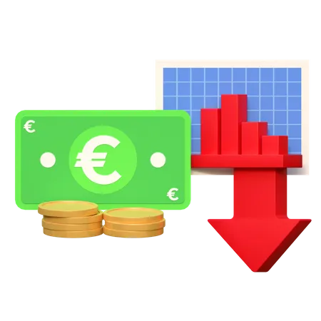 Euro Price Down  3D Icon