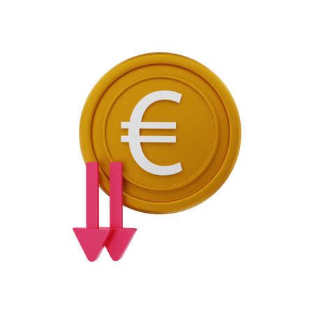 Euro price down  3D Icon