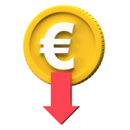 Euro Rate Down  3D Illustration