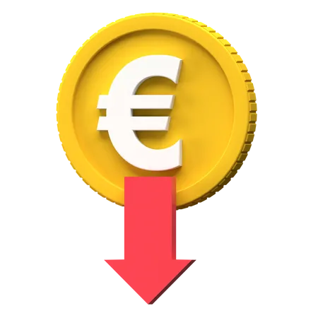 Euro Rate Down  3D Illustration