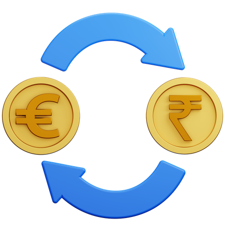 Cambio de moneda en rupias euro  3D Icon