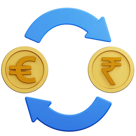 Cambio de moneda en rupias euro  3D Icon