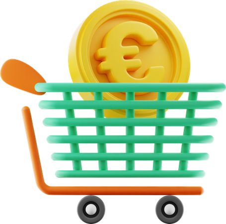 Euro Shopping Cart  3D Illustration