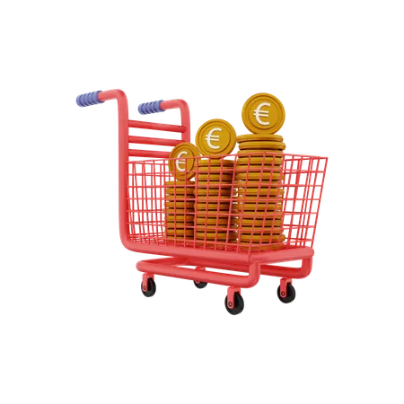 Euro shopping cart  3D Illustration
