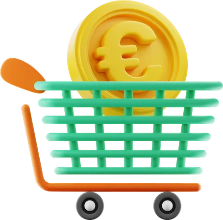 Euro Shopping Cart  3D Illustration