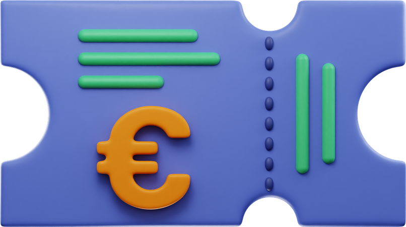 Euro Ticket  3D Illustration