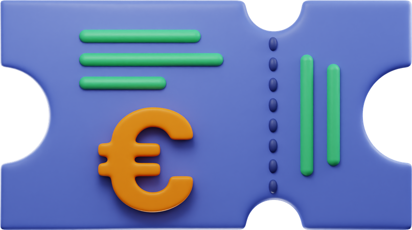 Euro Ticket 3D Illustration