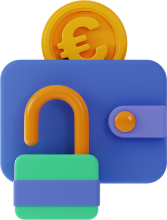 Euro-Wallet entsperren  3D Illustration