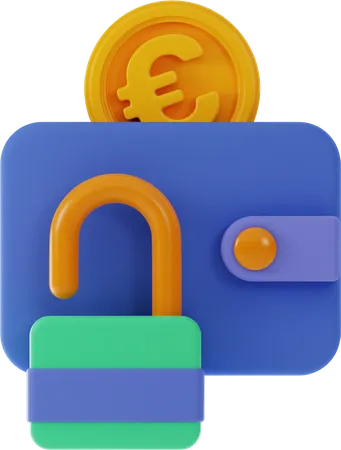 Euro-Wallet entsperren  3D Illustration