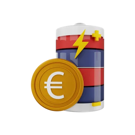 Euro with battery energy  3D Illustration