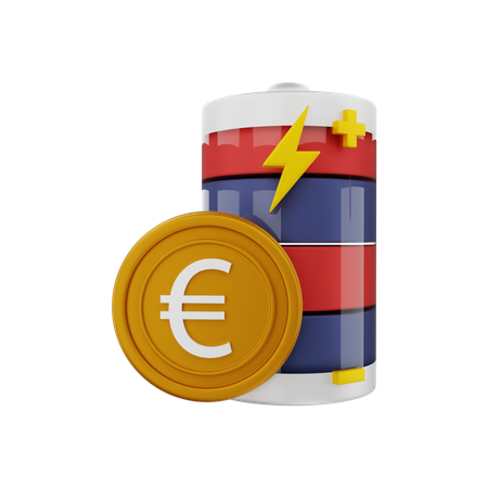 Euro with battery energy  3D Illustration