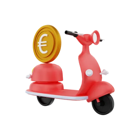 Euro-Geldlieferung per Motorrad  3D Illustration