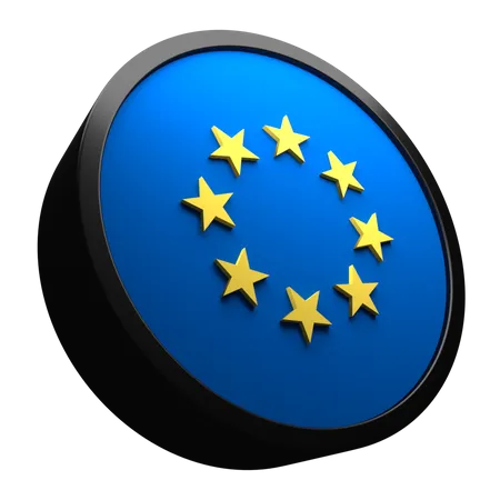 European Union Flag Icon With 3 D 3D Flag