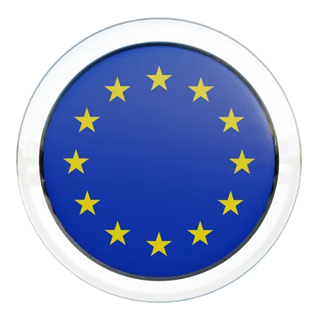 European Union Flag Glass  3D Illustration